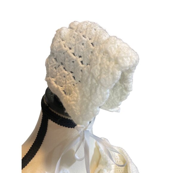 Vintage Long Christening Gown Baptism Dress Hand Made Crochet Handcrafted Baby - Picture 2 of 7